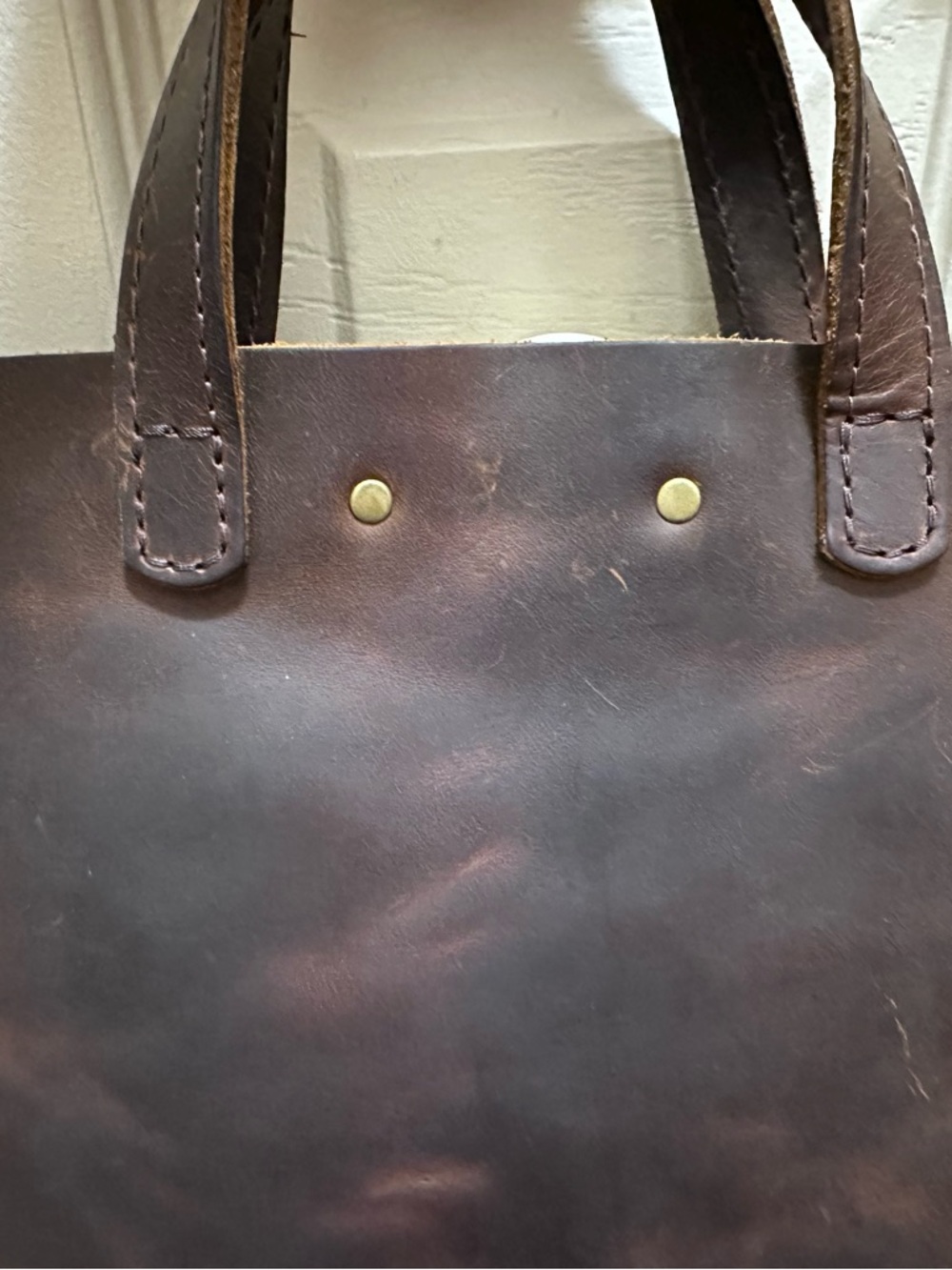Portland Leather Goods Mini Crossbody Tote Grizzly Smooth Leather - Picture 5 of 8